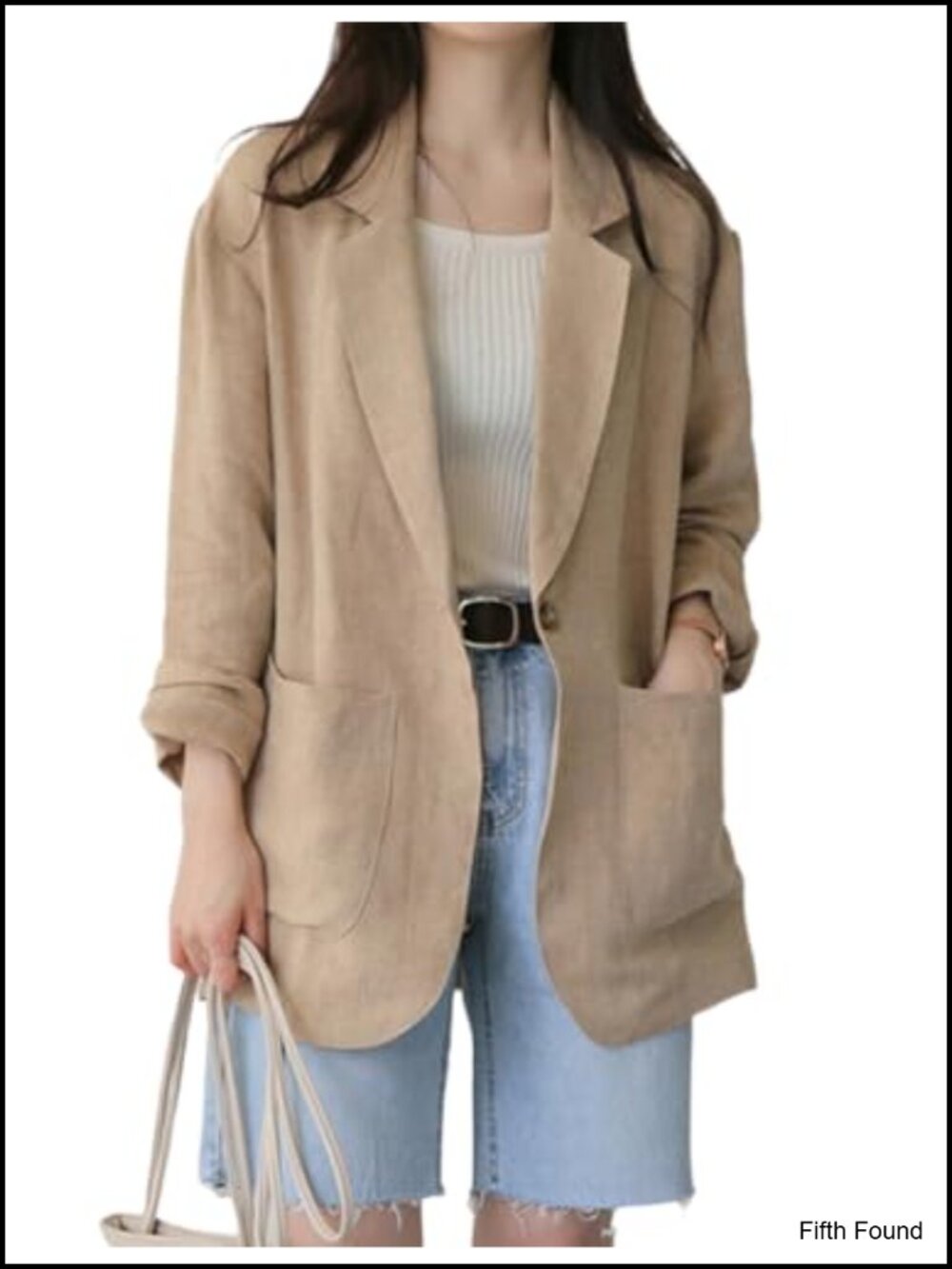 Womens Linen Blend Blazer Long Sleeve Lightweight Casual Work Jacket